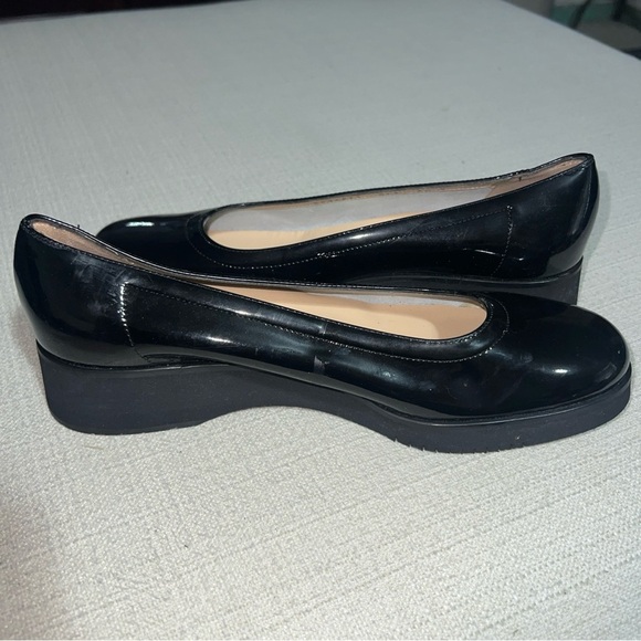 Salvatore Ferragamo Black Patent Leather Wedge Ballet Round Toe Wmn’s Sz 7.5B - Picture 8 of 12